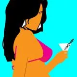 GTA Vice City Girl Sexy Bikini Risky Woman Lady Wet Martini Alcohol Drink