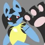 Lucario showing off paw