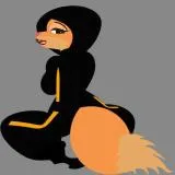 Diane Foxington with hood