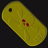 Golden Skull 187 Dog Tag