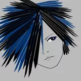 a man with blue hair