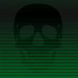 Black Skull on Green Paper