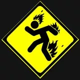 Warning man on fire